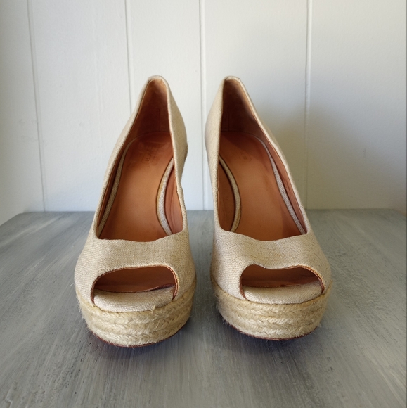 Coach Milan Linen Espadrille Wedges Women's Size 9 - Picture 3 of 16